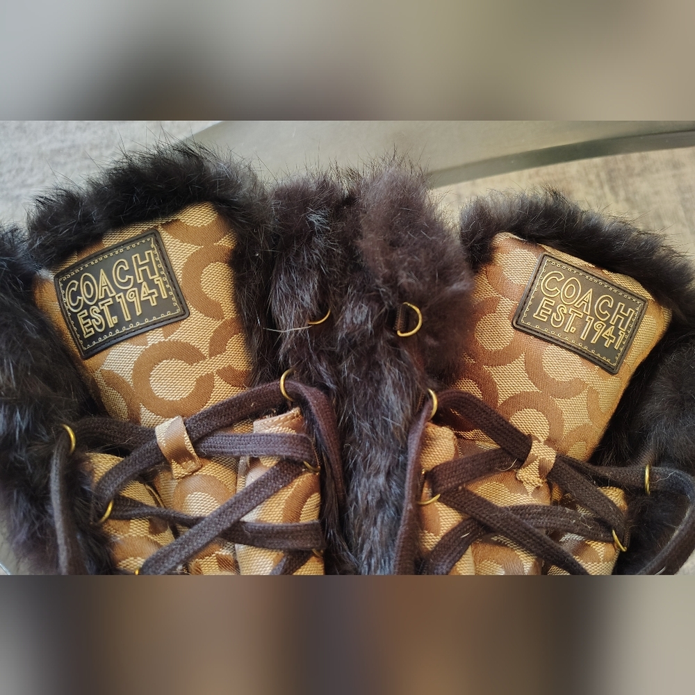 Coach Black and Brown Fur-Trim Winter Boots - Picture 6 of 6